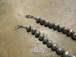 18 Vintage Navajo Graduated Sterling Silver PEARLS Bench Made Bead Necklace