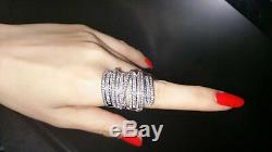 18k White Gold Long Ring made w Swarovski Diamond Stone Gorgeous Bold Index Ring