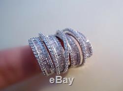 18k White Gold Long Ring made w Swarovski Diamond Stone Gorgeous Bold Index Ring