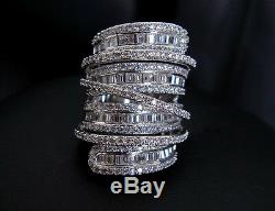 18k White Gold Long Ring made w Swarovski Diamond Stone Gorgeous Bold Index Ring