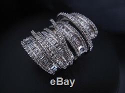 18k White Gold Long Ring made w Swarovski Diamond Stone Gorgeous Bold Index Ring