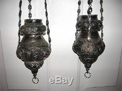 18th C. South American Pair Of Church Hanging Lamps Very Rare All Hand Made