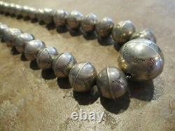19 JOYFUL Old Pawn Navajo Graduated Sterling PEARLS Bench Made Bead Necklace
