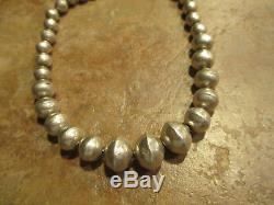 19 OLD PAWN Navajo Graduated Sterling Silver PEARLS Bench Made Bead Necklace
