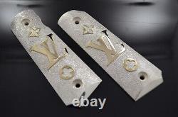 1911 full size grips custom Hand Made Sterling Silver And 14k Gold LV initials