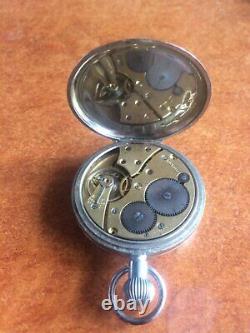 1929 Swiss made Sterling Silver Pocket Watch 51589 by Visible Dennison case