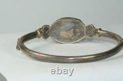 1980's Hand Made Sterling Silver Carved Amethyst Bracelet