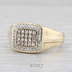 1Ct Round Cut Lab Created Diamond Cluster Men's Band Ring 14k Yellow Gold Plated