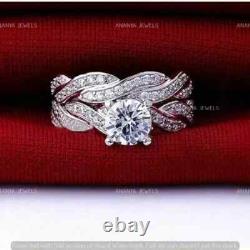 2.00 CT Round Cut Lab Created Bridal Engagement Ring Set 925 Sterling Silver