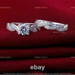 2.00 CT Round Cut Lab Created Bridal Engagement Ring Set 925 Sterling Silver