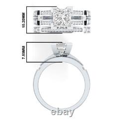 2.5ct Princess Cut Moissanite Wedding Bridal Ring Set Real 925 Sterling Silver