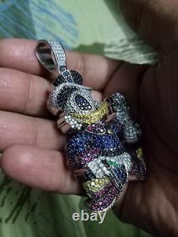 2 Inch Custom-Made Cartoon McDuck 925 Sterling Silver CZ Pendant Free Shipping