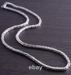 20 inch Sterling Silver 3mm Square Byzantine Chain Italian Made DB4R