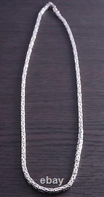 20 inch Sterling Silver 3mm Square Byzantine Chain Italian Made DB4R