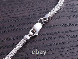 20 inch Sterling Silver 3mm Square Byzantine Chain Italian Made DB4R