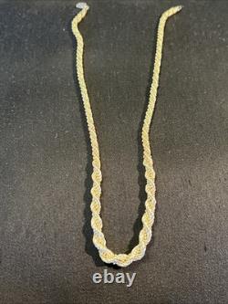20inch 925 Solid Sterling Silver Diamond Cut Rope Chain With Made In Italy