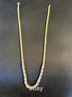20inch 925 Solid Sterling Silver Diamond Cut Rope Chain With Made In Italy