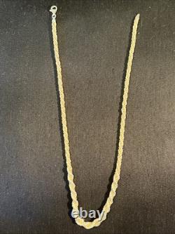 20inch 925 Solid Sterling Silver Diamond Cut Rope Chain With Made In Italy