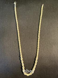 20inch 925 Solid Sterling Silver Diamond Cut Rope Chain With Made In Italy