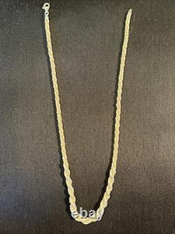 20inch 925 Solid Sterling Silver Diamond Cut Rope Chain With Made In Italy