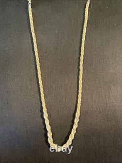 20inch 925 Solid Sterling Silver Diamond Cut Rope Chain With Made In Italy