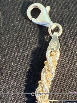 20inch 925 Solid Sterling Silver Diamond Cut Rope Chain With Made In Italy