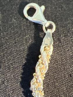 20inch 925 Solid Sterling Silver Diamond Cut Rope Chain With Made In Italy