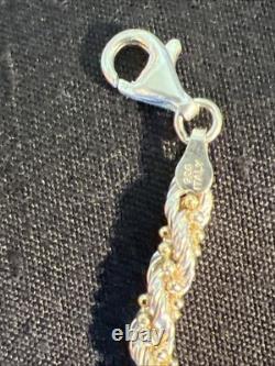 20inch 925 Solid Sterling Silver Diamond Cut Rope Chain With Made In Italy