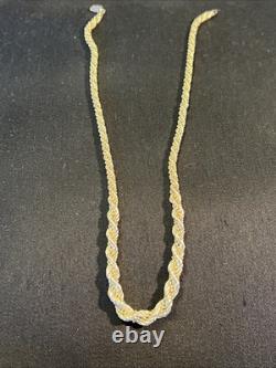 20inch 925 Solid Sterling Silver Diamond Cut Rope Chain With Made In Italy