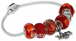 20x MADE UP STERLING SILVER 925 RED BEADED BRACELET Sale