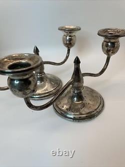 #243 Sterling Silver Weighted Candle Holders Stowell Co Made In Boston 4T 8.5W