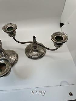 #243 Sterling Silver Weighted Candle Holders Stowell Co Made In Boston 4T 8.5W