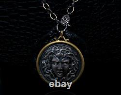 24k Solid Gold Medusa Pendant made with Sterling Silver and Diamonds