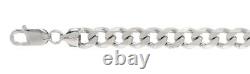 250-9.5MM Curb Chain. 925 Solid Sterling Silver Made in Italy