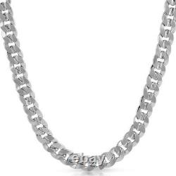 250-9.5MM Curb Chain. 925 Solid Sterling Silver Made in Italy