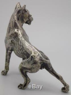268g/9.46-oz. Vintage Solid Sterling Silver 925 Italian Made Boxer Dog Statue