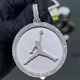 2Ct Lab Created Diamond Jumpman Jordan Medallion Pendant 14K White Gold Plated