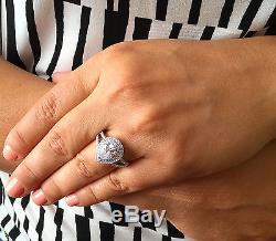3.00c Pear Prong Engagement Ring Man Made Diamond Simulant Sterling Silver. 925