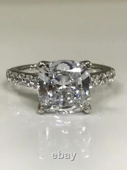 3.40Ct White Cushion Cut CZ Engagement Wedding Ring In 925 Sterling Silver