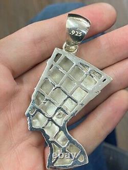 3 Egyptian Queen Nefertiti Sterling Silver 925 Ancient Royalty Charm Pendant