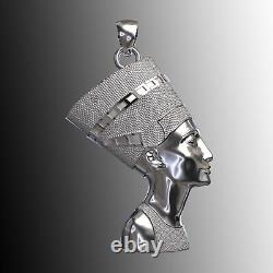 3 Egyptian Queen Nefertiti Sterling Silver 925 Ancient Royalty Charm Pendant