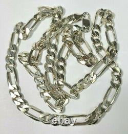 30 Inch Sterling Silver Figaro Link Necklace 67 Grams Made in Italy