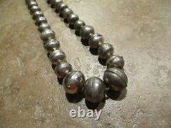 30 OLDER Vintage Navajo Graduated Sterling PEARLS Bench Made Bead Necklace