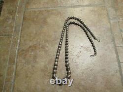 30 OLDER Vintage Navajo Graduated Sterling PEARLS Bench Made Bead Necklace