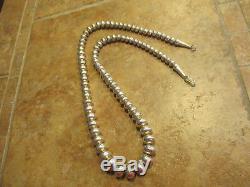 30 Vintage Navajo Graduated Sterling Silver PEARLS Bench Made Bead Necklace
