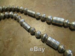 30 Vintage TOMMY SINGER (d.) Navajo HAND MADE Sterling PEARLS Bead Necklace
