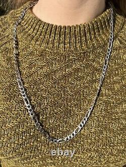 30 x 1/4 Heavy Solid Sterling Silver Figaro Chain Necklace, Made in Italy