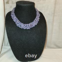 365CTW Tanzanite Sterling Silver Necklace Made In India Added A Magnet Clasp