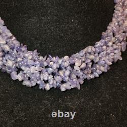 365CTW Tanzanite Sterling Silver Necklace Made In India Added A Magnet Clasp