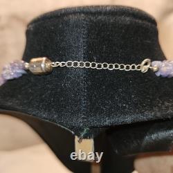 365CTW Tanzanite Sterling Silver Necklace Made In India Added A Magnet Clasp